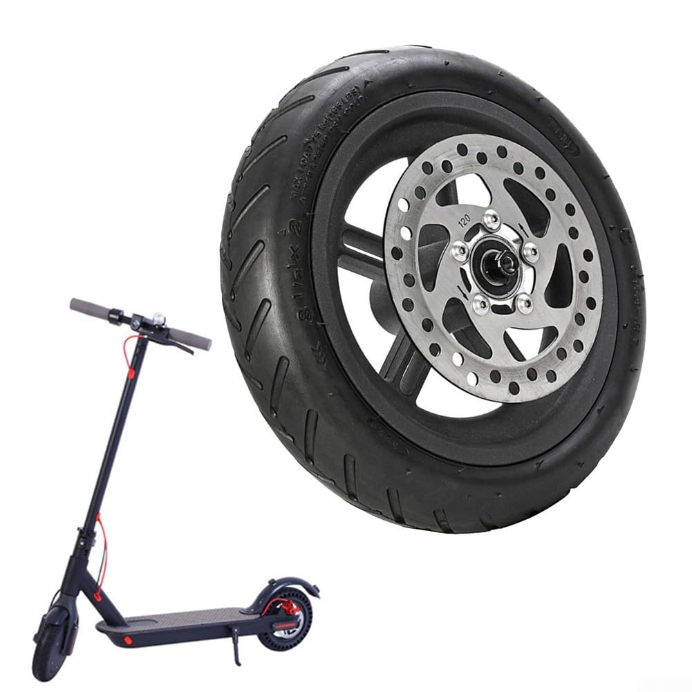 Roue arrière pour trottinette électrique, pneu de remplacement avec frein à disque pour trottinette électrique Xiaomi Pro/Pro2 (Roue + disque de 120 mm)