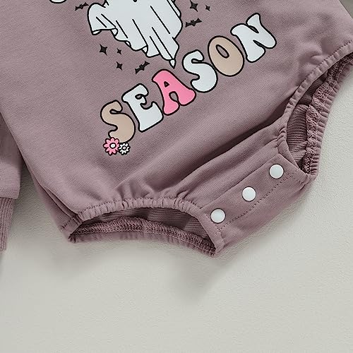 FYBITBO Newborn Halloween Outfit Girl Boy Spooky Season Romper Bubble Sweatshirt Bodysuit Fall Halloween Baby Clothes4