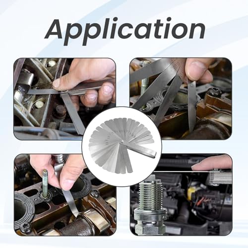 32 Klingen Fühlerlehre 0,02-1mm/0.0008-0.04’’ Edelstahl Doppelt Markierte Metrisches/Imperiales Messwerkzeug,Messlehre,Ventillehre,Steel Feeler Gauge,Biegbar Fühlerlehre für Messung Gap Breite Dicke