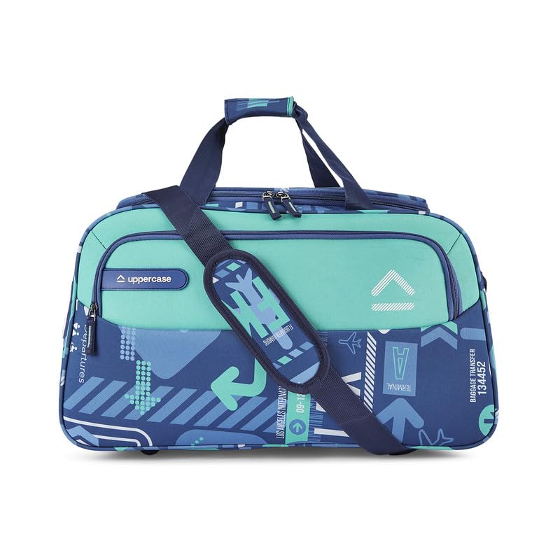 Image of uppercase JFK 50cm Duffle Bag | 44 LTS | Dust Resistant Travel Bag | Spacious Main Compartment | Adjustable Shoulder Strap |Sustainable Duffle Bag for Women & Men | 1500 Days Warranty (Blue)