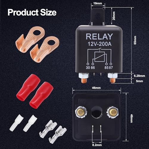 HISports HISports Hochleistungs Batterie Trennrelais, Auto Starter Heavy Duty Split, 200A für LKW, Boot, 12V Geteiltes Laden Mit 2 Pin Grundfläche + 2 Klemmen - Zusatzansicht 4 | Relais