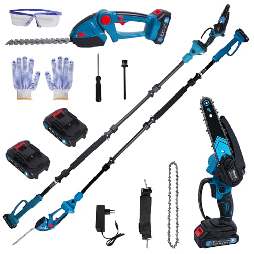 Bostar 4 en 1 Élagueuse et Taille-Haie Télescopique sur Batterie, Compatible Makita 18V, Perche Extensible 2.5m avec Sangle, Moteur en Cuivre Puissant, 2...