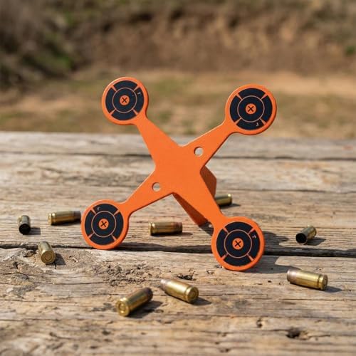 Spinning Shooting Target Thickened Flip Roller, 10 Sheets of Splash Target Paper, Metal Reactive Flip Reset Targets, Automatically Flips, High Caliber for Outdoor Backyard - 5