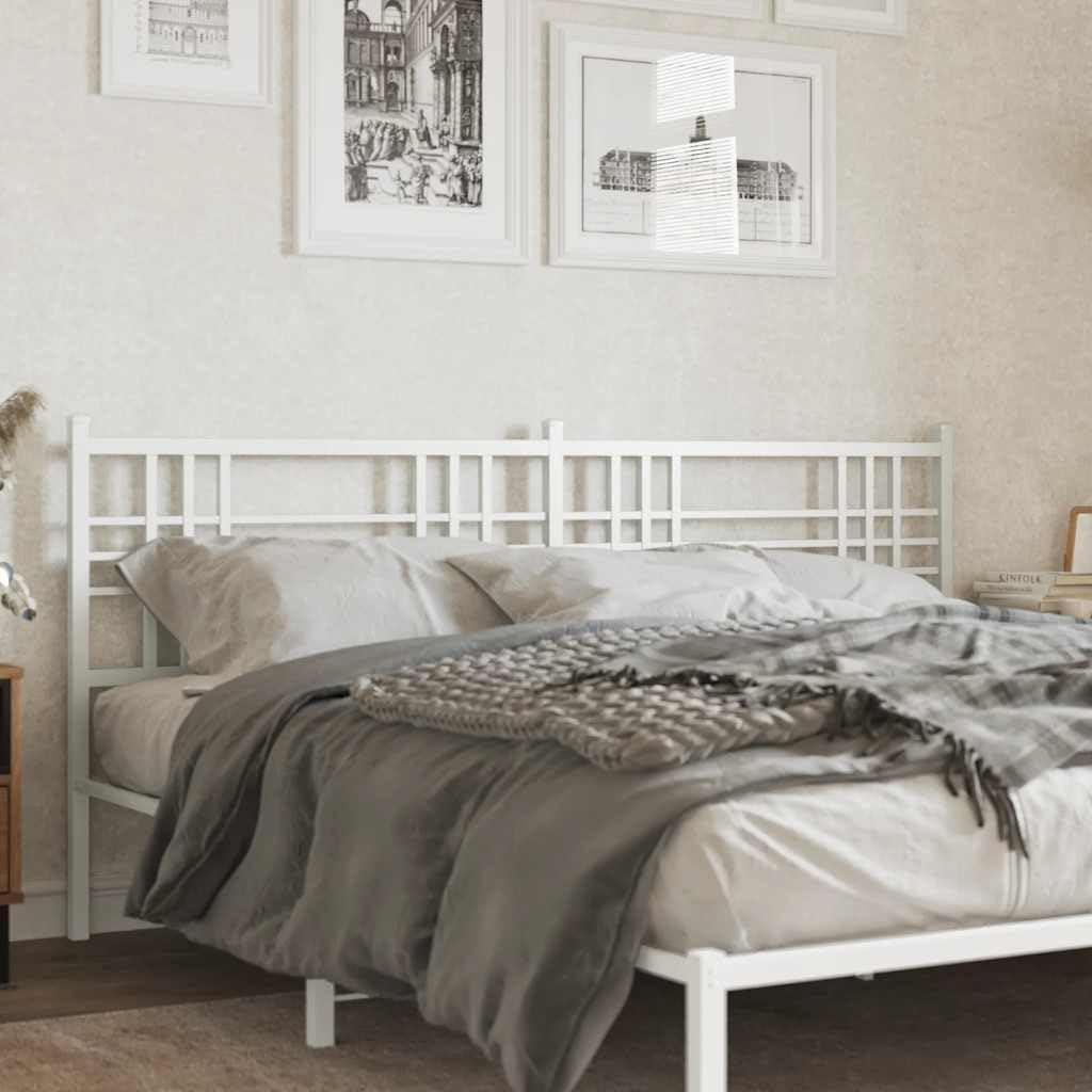 Tête de lit de rechange en métal blanc, 180 cm, construction en acier, pieds stables, convient pour lit double, dossier confortable pour lire ou regarder la télévision, accessoire moderne