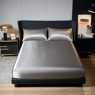 Färgad satinyta Lakan 1 st Queen Size Lakan Uppsättning Lakan 150x200 Lakan med resår (Inget örngott), 1, Queen 153x203x30cm