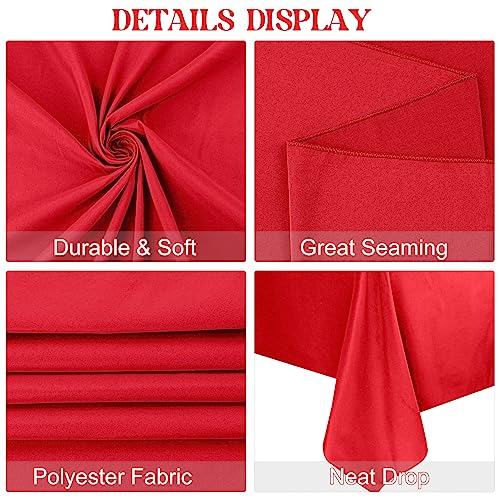 Image of 4 Pack Rectangle Tablecloth 60x126 Inch Red Washable Polyester Table Cover for Wedding Dining Table Buffet Parties Banquet Decoration(Red)