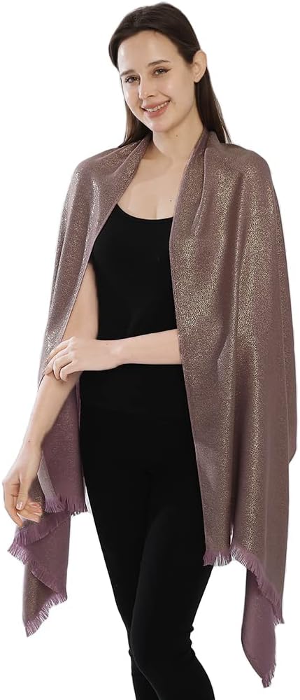 LMVERNA Women's Sparkling Metallic Soft Pashmina Shawls and Wraps Scarf in Solid Colors - Image 5