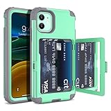 iPhone 11 Wallet Case for Women, Men- WeLoveCase Defender Credit Card Holder Cover with Hidden Mirror Three Layer Shockproof Heavy Duty Protection All-Round Armor Protective Case for iPhone 11 Mint