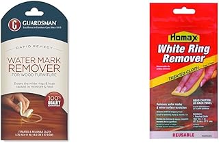 Guardsman Reusable Water Mark Remover Cloth | Wood Cleaner for White Rings & Haze Caused By Moisture and Heat, 1 Count & Homax Group Furniture White Ring Remover Cloth, 7in. x 11in