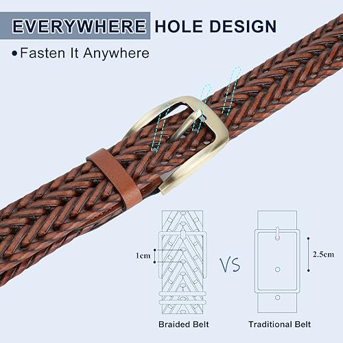 Braided Leather Belt for Men Casual Jeans Golf, Men's Leather Woven Alloy Buckle Hand Braided Belts Gift for Men3