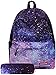 Gdtime Fille Sac à Dos Scolaire avec Trousse Cartable Collège Galaxie idéal pour l’école Voyages Pique-Nique (Violet, V)