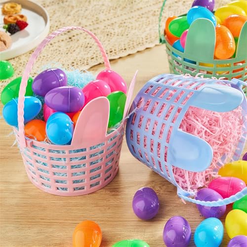 JOYIN 3 PCS Easter Plastic Baskets with Bunny Ears, Handle and 72g Shredded Paper Grass for Garden Party Favors, Easter Eggs Hunt, Goodies Gifts Spring Celebrations, Basket Fillers Stuffers Toy by JOYIN - Image 7