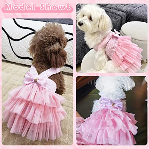 Dog Dress Holiday Party Dog Dresses For Small Dogs Girl Pet Puppy Summer Clothes Striped Mesh Doggie Princess Dresses Cat Apparel Pink Skirt Outfits Clothing For Yorkie Chihuahua Teacup #TOP2