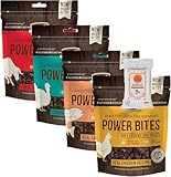 Aurora Pet Variety Pack (4) Power Bites Grain Free Dog Treats [Chicken, Beef, Turducken, Salmon] 6-oz Each with AuroraPet Wipes