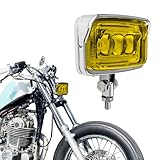 VINTGMT Motorcycle Headlight Square Led Headlamp Visor High Low Beam Bright for Harley Honda Yamaha Suzuki Kawasaki Chopper Cafe Racer Bobber Cruiser(Yellow)