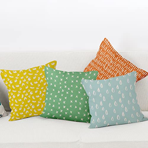 Yeele 16X16Inches Summer Decorative Throw Pillow Covers Printed Farmhouse Pillow Cases Pack Of 4 Colorful Linen Cushion Case For Couch Sofa Bed Chair Dining Living Room Patio Outdoor Car Decor #TOP1