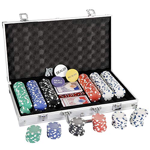 Smartxchoices 300 Poker Chip Set 11.5 Gram Dice Style Clay Casino Poker Chips Aluminum Case w/Cards Dices Blind Button for Texas Holdem Blackjack Gambling