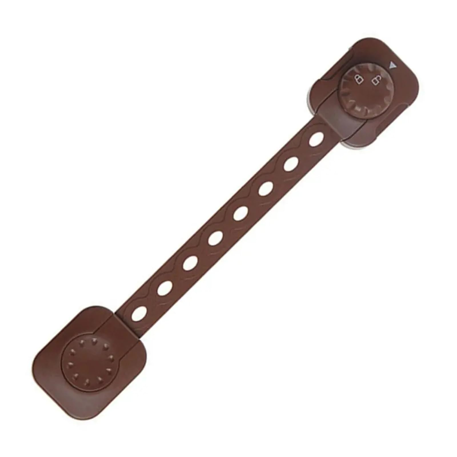 Boucle de fixation plastique marron pour sécuriser les tiroirs de la cuisine