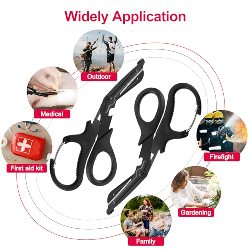 2 Pack Medical Scissors Trauma Shears, 7.5 Inches Stainless Steel Bandage Scissors with Carabiner, Fluoride Coated Surgical Scissors for Nurses, Doctors, Nursing Students, EMT and EMS (Black) - Image 6