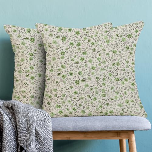 CXMEIFLY Sage Green Floral Pillow Covers 20 x 20 Inch Set of 2 Vintage Spring Flower Decor Throw Pillows Summer Outdoor Seasonal Linen Farmhouse Decorative Pillowcases for Couch Bed Sofa — view 2