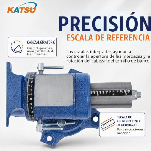 Miniatura 3 de Katsu Tornillo De Banco De 6 150mm, Abrazadera De Mesa De Banco De Trabajo Con Base Giratoria De 360 Grados, Multiusos Y Resistente Para Mecánicos E Ingenieros 402366