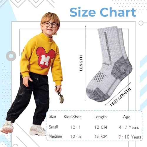 Comfoex Boys Crew Cotton Socks For Kids 6-8 4-6 8-10 Years Old Calf Half Cushioned Athletic Socks 6 Pairs2