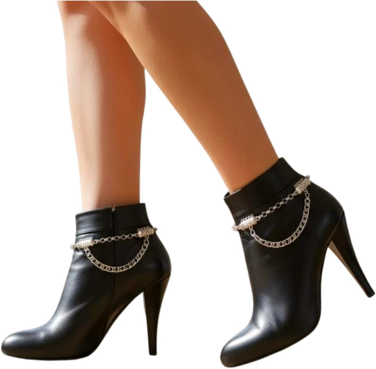 Trendy Fashion Jewelry Women Silver Metal Boot Chain 2 PCS Bracelets Shoe Ethnic Charm Wave Pair BC999