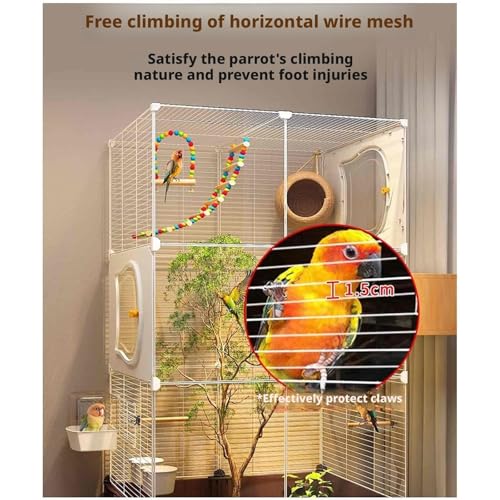 Vogelkäfig-Set aus Acryl für - Transparentes horizontales Drahtgeflecht - 12-teilige Kollektion für optimale Vogelpflege