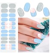 Christmas Semi Cured Gel Nail Strips, 24PCS Christmas Snowflake Gel Nail Wraps Stickers Long Last...
