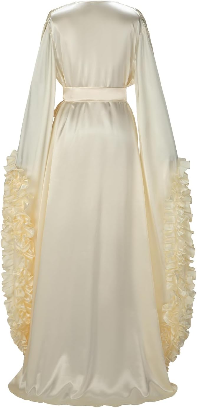 Women's Satin Kimono Robe Long Bath Robe Sleepwear Wedding Bridesmaid Robe Maternity Photoshoot