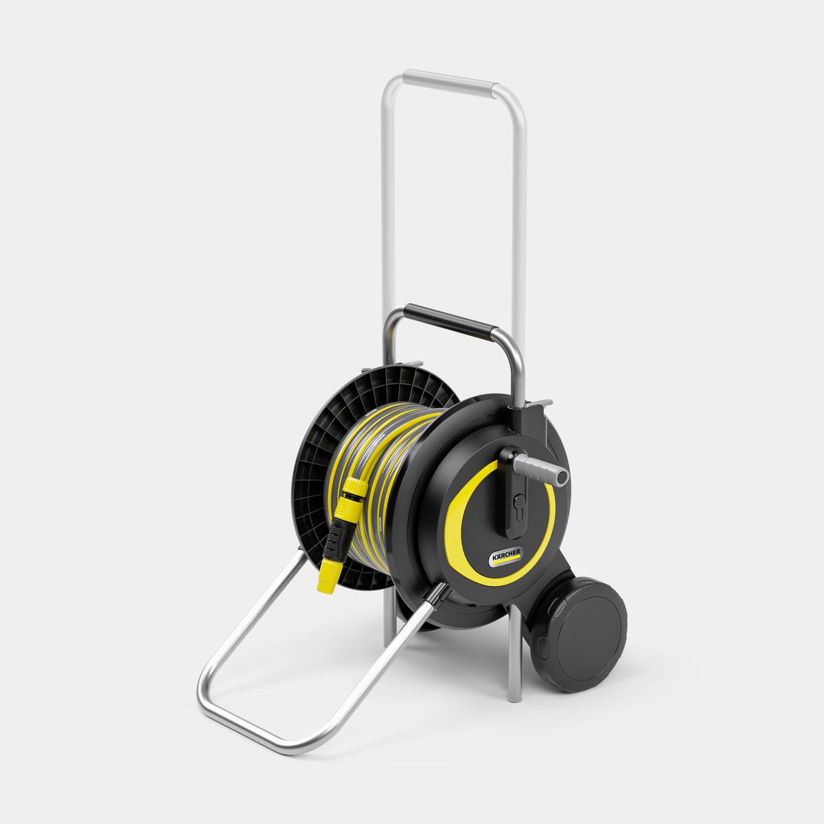 Kärcher Carro de Manguera HT 3.20 Compacto y móvil con Base Extra Ancha, Mango de Altura Ajustable, Incluye Soporte para jeringas, Manguera Karcher de 20 m y Accesorios de riego, Color Negro