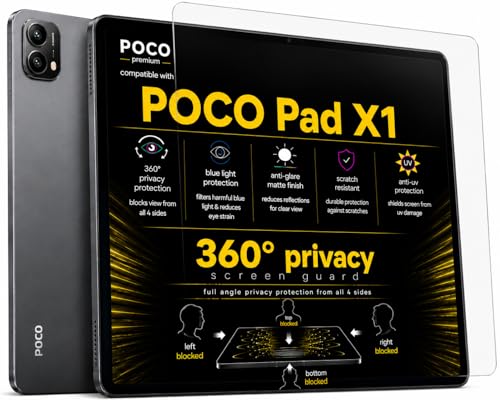 Image of Pxin 360 Pro Privacy Screen guard compatible with poco pad X1 | Anti Glare | Anti UV | Anti Blue | Anti Reflection | Privacy Filter | Unbreakable Build