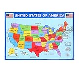 KALLORY アメリカ地図ポスター 教室用 地理学習 掲示用 アメリカ合衆国州別マップ 高精細 印刷 インテリア壁掛け 寝室 オフィス装飾