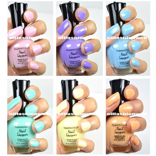 6 New Kleancolor PASTEL SUMMER COLLECTION LOT Nail Polish Lacquer Colors + FREE EARRING