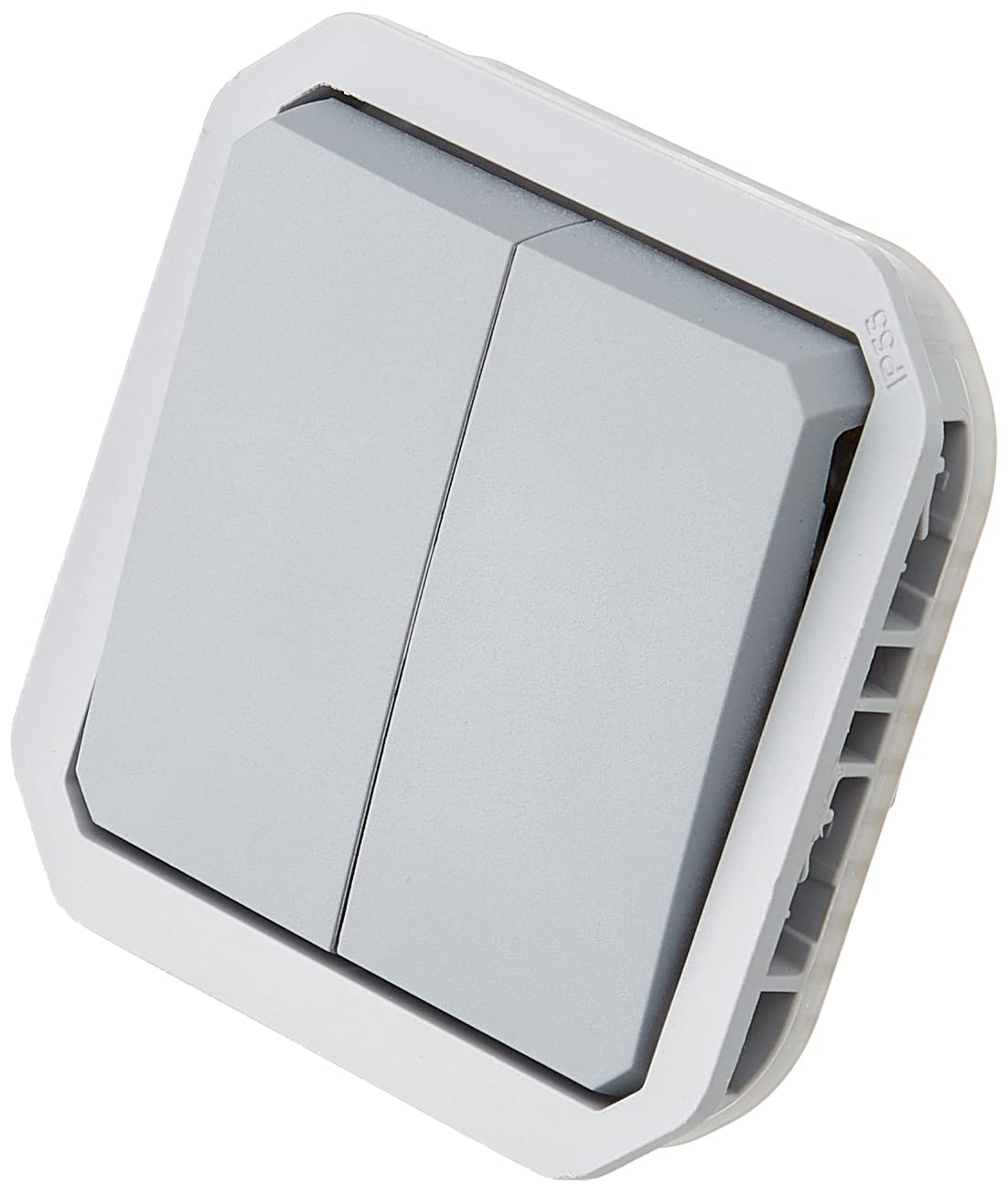 Legrand - Commande pour fonction double interrupteur ou va-et-vient 10A ou poussoir 10A étanche Plexo finition gris (Lot de 2)