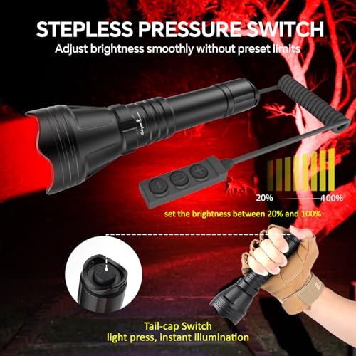Image of KL52 MAX Zoomable Long Range Red Light Flashlight for Night Hunting