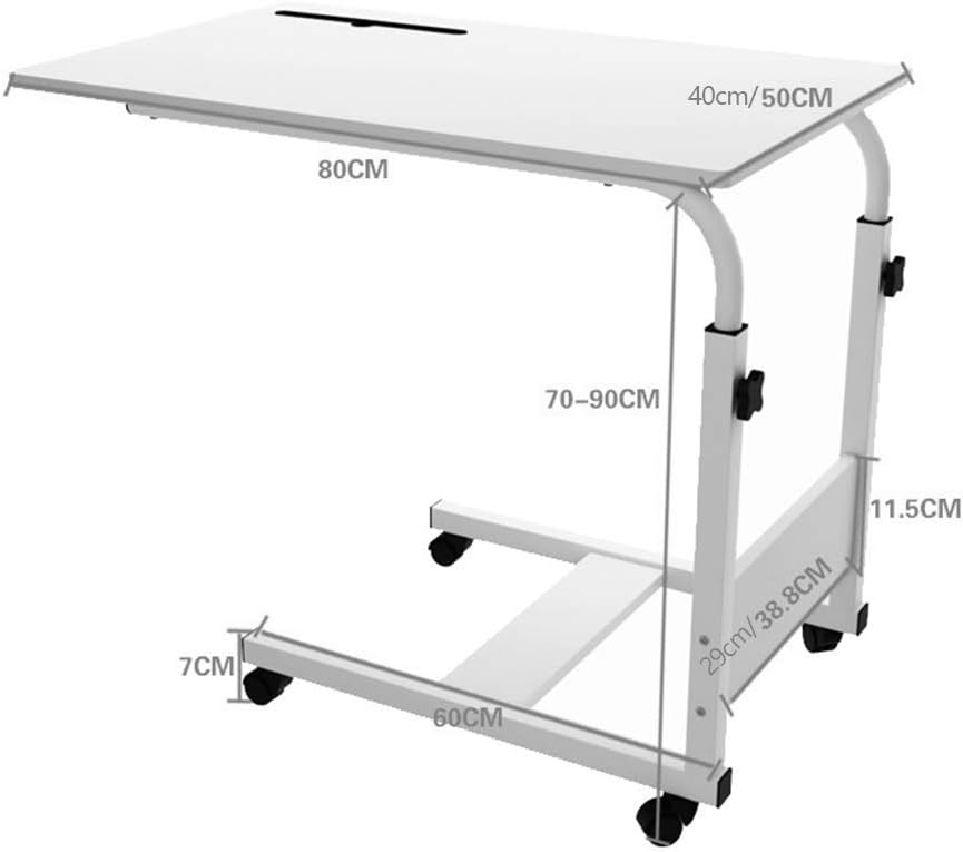 Adjustable Height Overbed Table with Lockable Wheels for Bedside Eating Reading and Medical Use