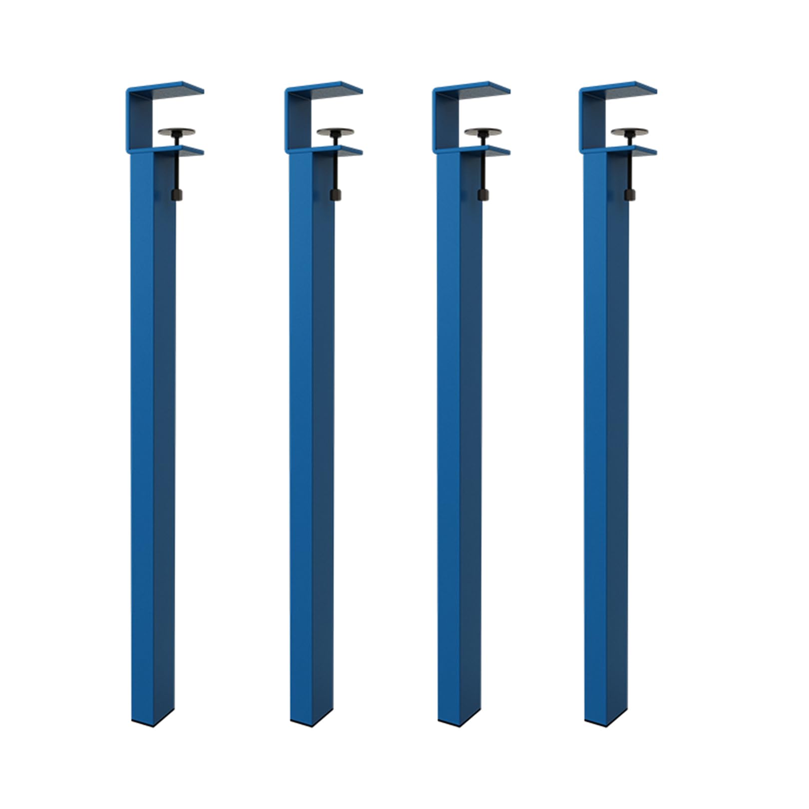 DJCYGG 4 Pcs F-Shaped Clamp-on Table Legs,Table Leg Riser with Wheels,Metal Furniture Feet Worktop Support Leg,for Coffee Table Breakfast Bar,No Punching Design (Blue,71cm)
