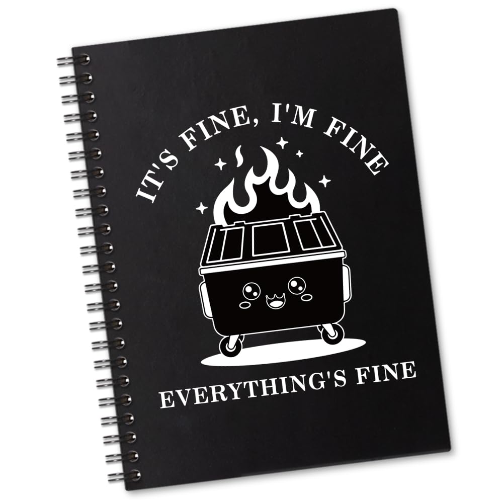 Carnet de notes Dumpster Fire It's Fine de 160 pages lignées à spirale pour bureau - 7