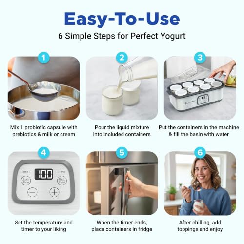 Image of Ultimate Probiotic Yogurt Maker - Make Billions of Live Probiotics with Adjustable Temperature and Time Control - Get Better Gut Health - - Perfect Kitchen Gift