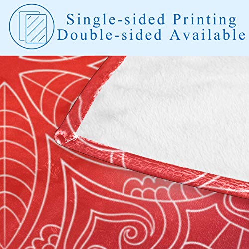 Couverture douce mandala rouge 150x100 cm pour se réchauffer sur le canapé
