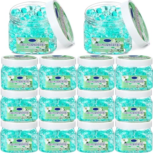 Image of 12 Pcs Air Freshener Bulk Odor Gel Eliminator Beads 8 Oz, Jasmine | Long Lasting Air Freshener Beads in Jars Eliminates Odors in Home Bathrooms, Cars, Boats, Rvs, Pet Areas