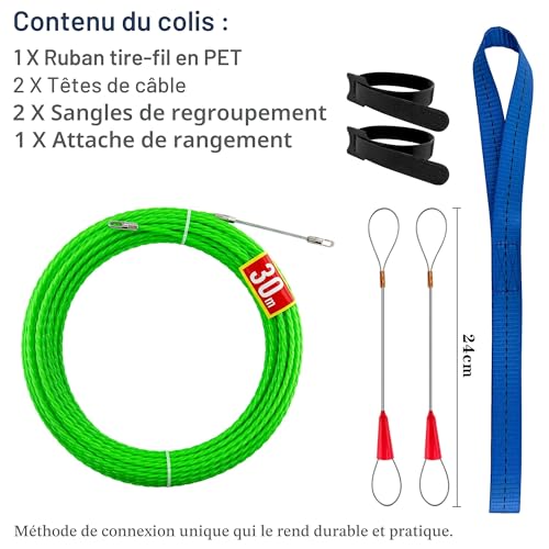 Spirale rétractable tire fils de 30m pour débloquer les gaines encombrées
