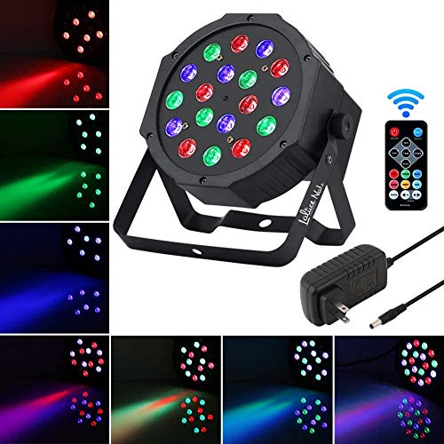 Stage Lights Battery Powered, LaluceNatz 18 RGB LED Par Lights, Sound Activated DJ Lights, Uplighting Lights with Remote 512 DMX Control for Wedding, Church, Party, Show, Stage Lighting (2 Pack) - Thumbnail 4