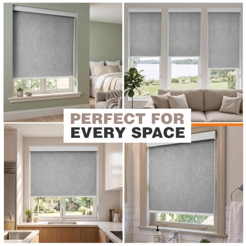 Image of Story@Home 100% Blackout Roller Blinds for Windows W 4 ft x H 7 ft | Window Blinds with UV Protection & Thermal Insulated Fabric | Privacy Window Shades for Home & Office - Light Grey