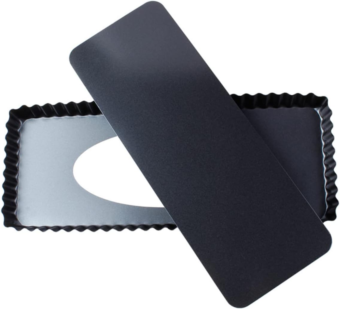 SOLUSTRE Nonstick Rectangular Baking Pan Removable Bottom 36.5cm x 15cm x 3cm Fluted Tart Pan for Quiche and Pizza Easy to Clean Baking Tool for Home Bakers