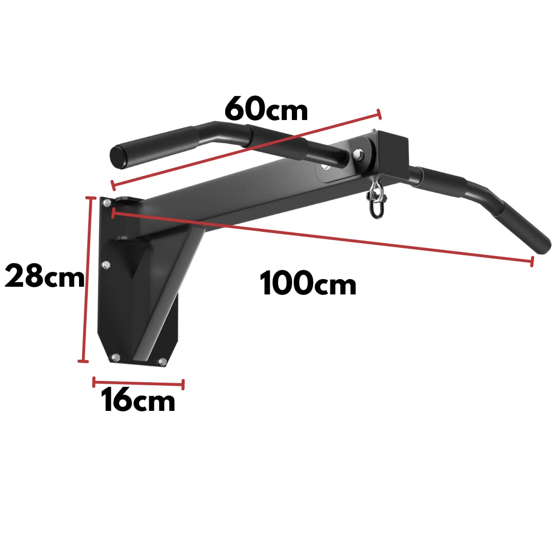 Senshi Japan Soporte de saco de boxeo montado en la pared con barra de dominadas, diseño de una pieza con capacidad para hasta 500 kg, barra de barbilla para exteriores y gimnasios de boxeo