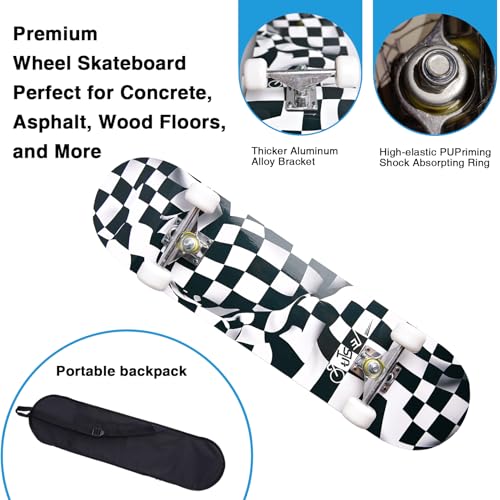 Image of Skateboards for Beginners Kids Boys Girls and Adults,31''x8'', 7-Layer Maple, Double Kick Concave, Fascinating Cool, Solid&Durable