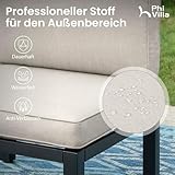 PHI VILLA Gartenmöbel Balkonmöbel Set 4 Teilig, Metall Lounge Möbel Outdoor Gartenlounge Set 4-Sitzer, Terrassenmöbel Modulare Möbel mit Verstärkten Kissen und Kaffeetisch, Beige