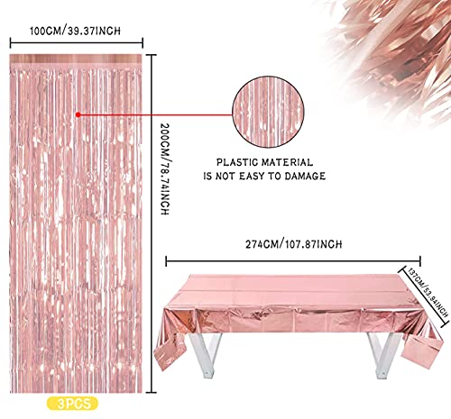 QIMMU Glitter-gordijndecoratie, 3 stuks lamettagordijn, 1 stuks, decoratief tafelkleed, folie franjes, gordijn voor… - Image 3